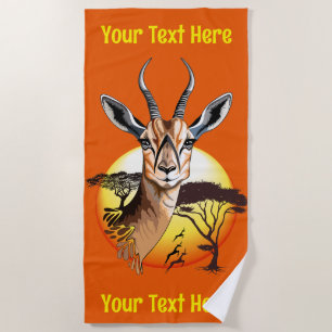 Gazelle African Antelope Wild Animal Beach Towel