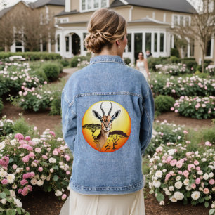 Gazelle African Antelope Wild  Animal Denim Jacket