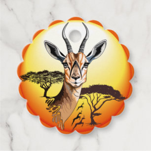Gazelle African Antelope Wild Animal Favour Tags