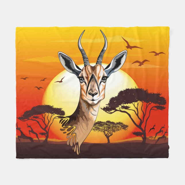 Gazelle African Antelope Wild  Animal Fleece Blanket (Front (Horizontal))