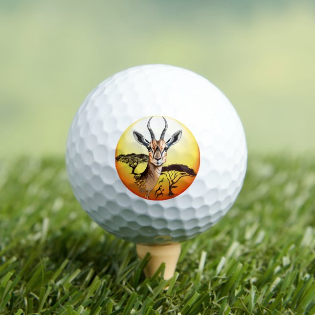 Gazelle African Antelope Wild  Animal Golf Balls (Insitu Tee)