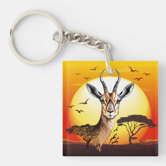 Gazelle African Antelope Wild  Animal Key Ring (Front)