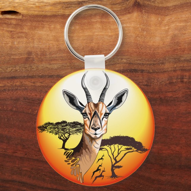 Gazelle African Antelope Wild  Animal Key Ring (Front)
