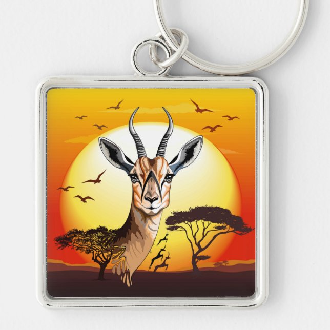 Gazelle African Antelope Wild  Animal Key Ring (Front)