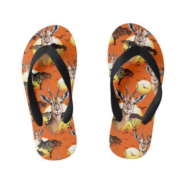Gazelle African Antelope Wild  Animal Kid's Flip Flops (Footbed)