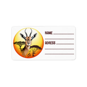 Gazelle African Antelope Wild  Animal Label