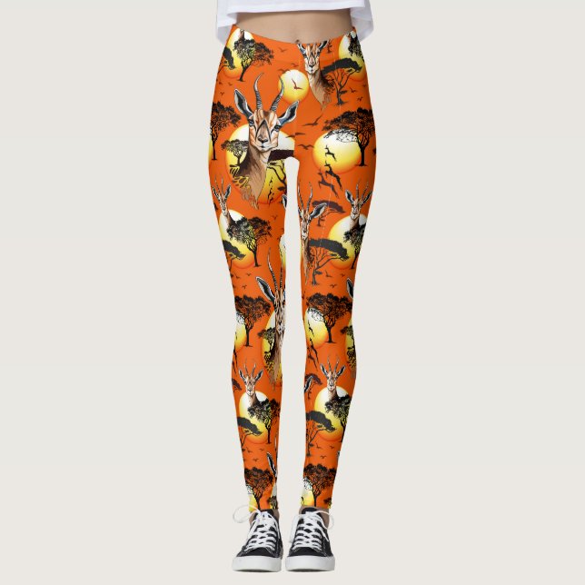 Gazelle African Antelope Wild  Animal Leggings (Front)