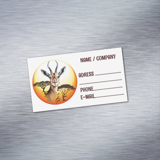 Gazelle African Antelope Wild  Animal Magnetic Business Card (In Situ)