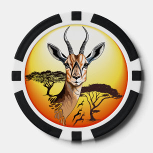 Gazelle African Antelope Wild Animal Poker Chips