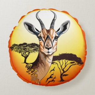 Gazelle African Antelope Wild  Animal Round Cushion