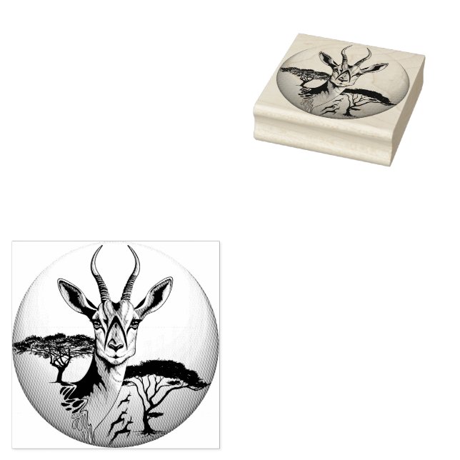 Gazelle African Antelope Wild  Animal Rubber Stamp (Stamped)