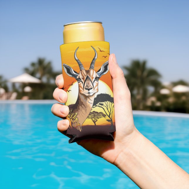 Gazelle African Antelope Wild  Animal Seltzer Can Cooler (In Situ Pool)