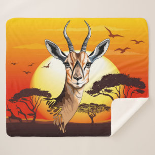 Gazelle African Antelope Wild  Animal Sherpa Blanket
