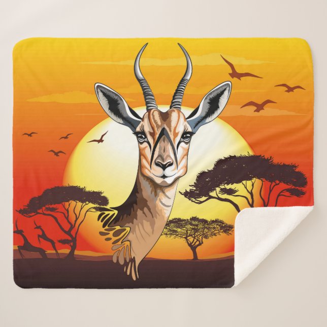 Gazelle African Antelope Wild  Animal Sherpa Blanket (Front (Horizontal))