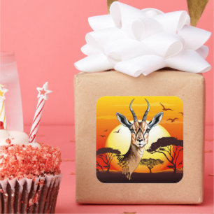 Gazelle African Antelope Wild  Animal Square Sticker