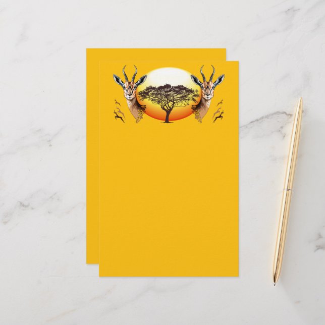 Gazelle African Antelope Wild  Animal Stationery (Front/Back In Situ)