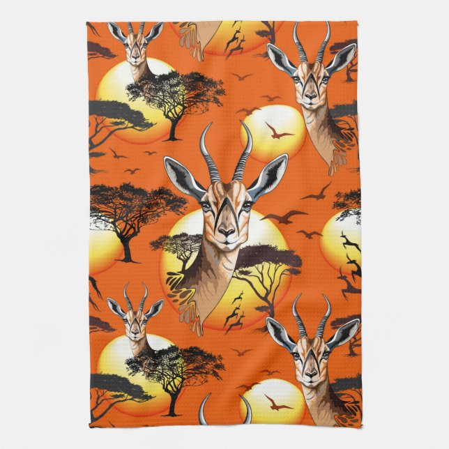 Gazelle African Antelope Wild  Animal Tea Towel (Vertical)
