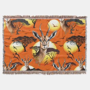 Gazelle African Antelope Wild  Animal Throw Blanket