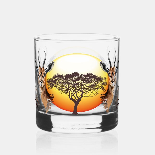 Gazelle African Antelope Wild  Animal Whiskey Glass (Front)