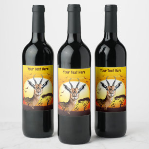 Gazelle African Antelope Wild  Animal Wine Label
