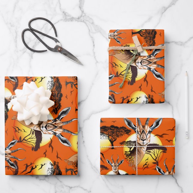 Gazelle African Antelope Wild  Animal Wrapping Paper Sheet (Front)