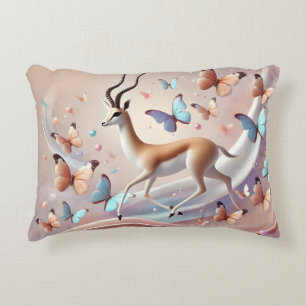 Gazelle and Butterflies Fantasy Art Decorative Cushion