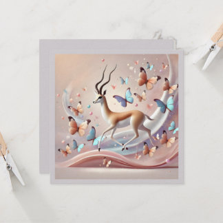 Gazelle and Butterflies Fantasy Art Invitation