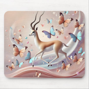 Gazelle and Butterflies Fantasy Art Mouse Mat
