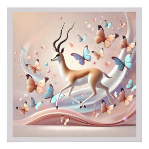 Gazelle and Butterflies Fantasy Art Photo Print