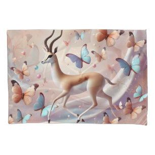 Gazelle and Butterflies Fantasy Art Pillowcase