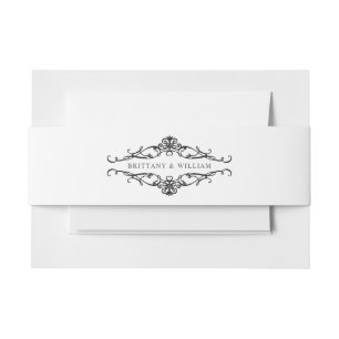 [GAZELLE] Elegant Black & White Monochrome Wedding Invitation Belly Band
