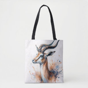 Gazelle Head Watercolor Art Tote Bag