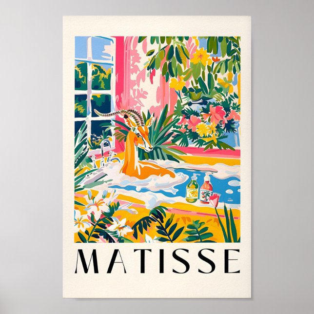 Gazelle In Bathtub Funny Print, Bathroom Decor, Sa Poster (Front)