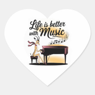 gazelle piano heart sticker