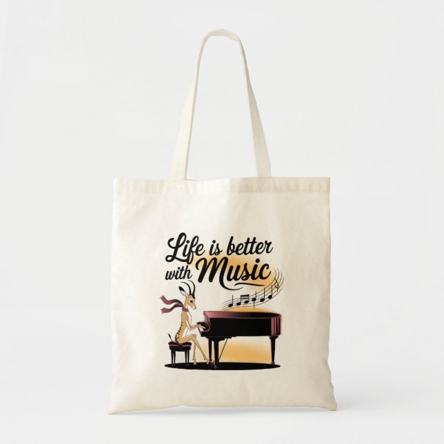 gazelle piano tote bag (Front)