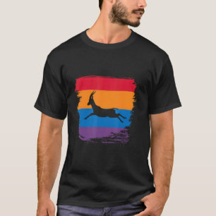 Gazelle Shadow Silhouette With Colourful Flag T-Shirt