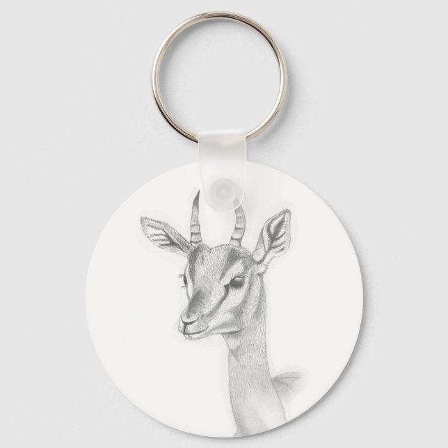 Gazelle  Study in pencil Basic Button Key Ring (Front)