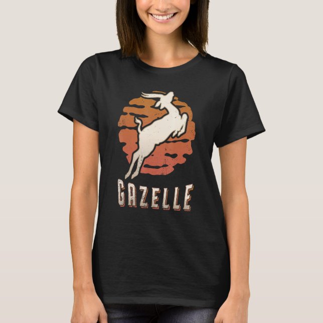 Gazelle Vintage Retro Classic Animal Sunset T-Shirt (Front)