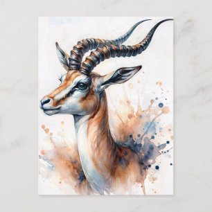 Gazelle Watercolor Portrait Postcard