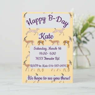 Gazelles Happy Birthday Invitation