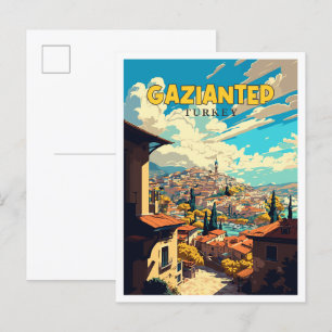 Gaziantep Turkey vintage travel illustration Postcard