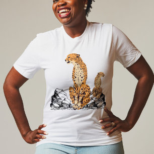 Gazing Leopard Women Men White  T-Shirt
