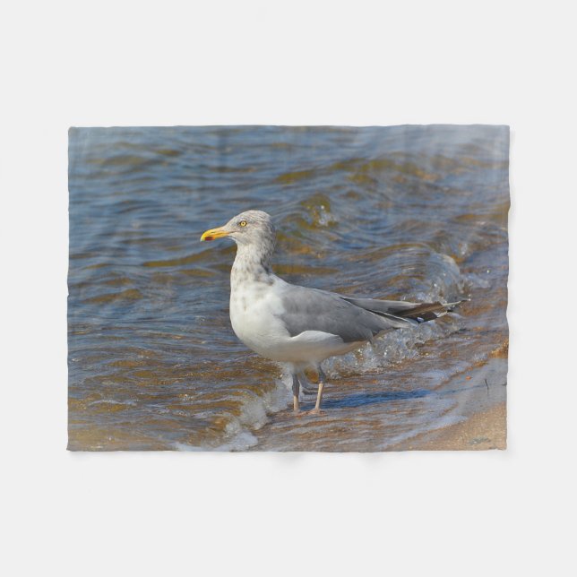 Gazing Seagull Fleece Blanket (Front (Horizontal))