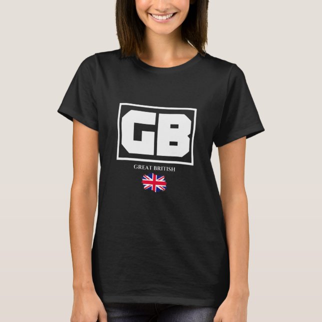 GB Great British with UK Flag Illustration Graphic T-Shirt (Front)