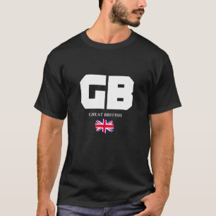 GB Great British with UK Flag Illustration Graphic T-Shirt