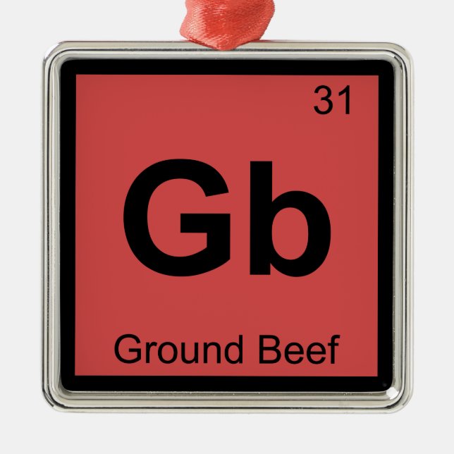Gb - Ground Beef Chemistry Periodic Table Symbol Metal Tree Decoration (Front)