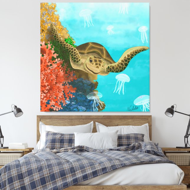 GB Print on canvas turtle (Insitu(Bedroom))