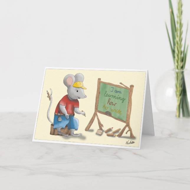 GB School enrollment card, lovingly hand-drawn boy Card (Front)