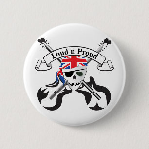 GB Scull & Guitars 6 Cm Round Badge