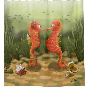 GB Shower Curtain Seahorses